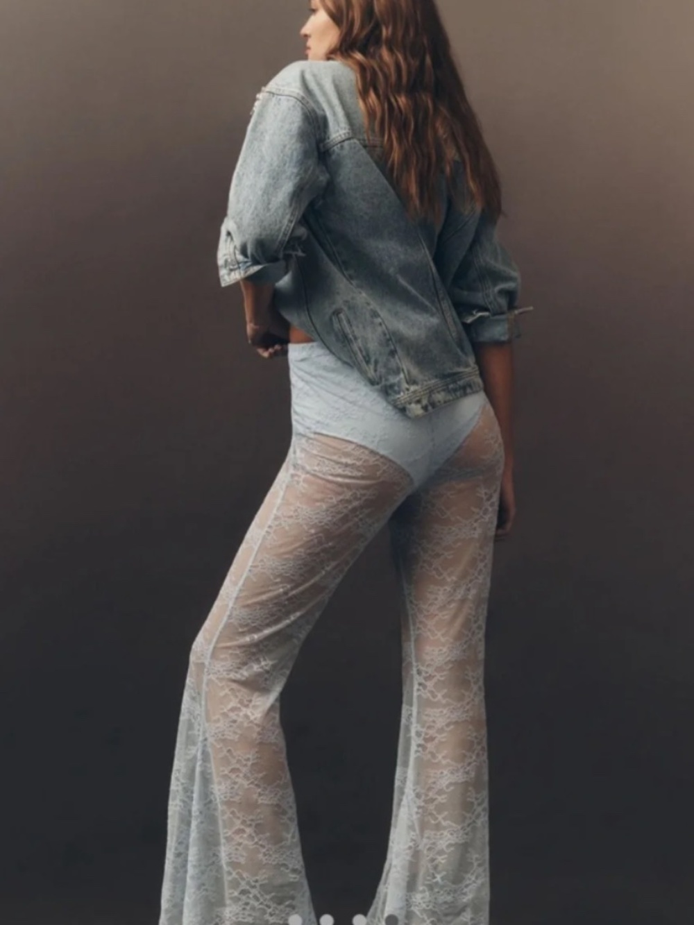 NWT Flat White Lace Flare Pants - Light Blue - Picture 4 of 4
